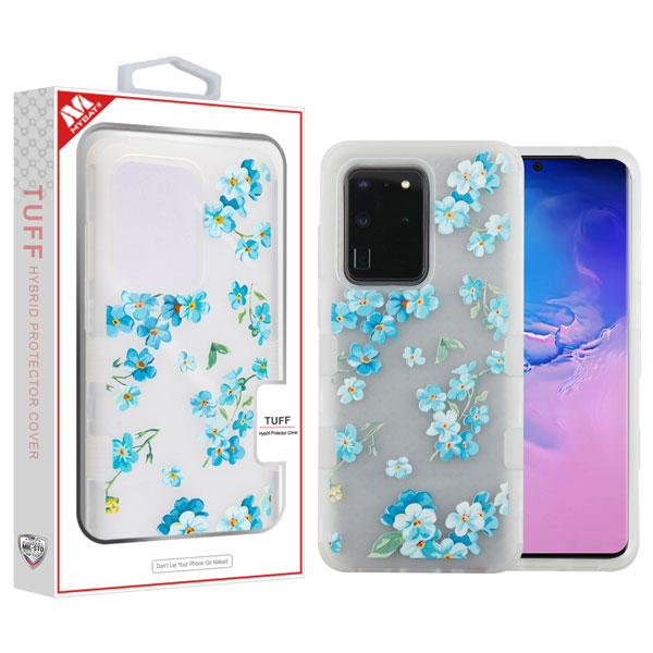 Picture of MyBat TUFF Series Case for Samsung Galaxy S20 Ultra (6.9) - Semi Transparent White Frosted Aqua Myositis / Transparent White