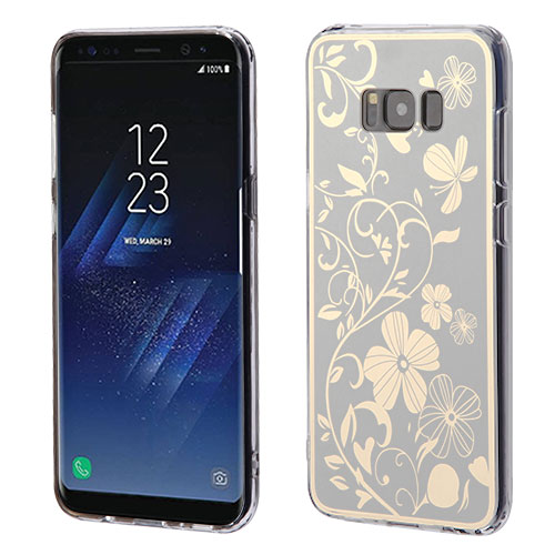 Picture of MyBat Gummy Cover for Samsung Galaxy S8 - Phoenix-tail Flowers Electroplating (Silver) / Transparent Clear