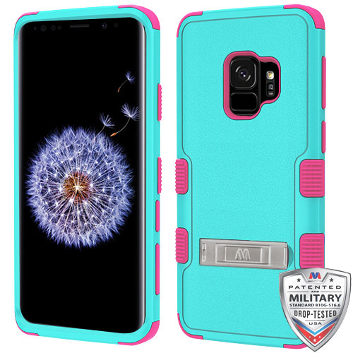 Picture of MyBat TUFF Series Case (with Stand) for Samsung Galaxy S9 - Natural Teal Green / Electric Pink