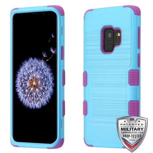 Picture of MyBat TUFF Series Case for Samsung Galaxy S9 - Metallic Baby Blue Brushed / Electric Purple