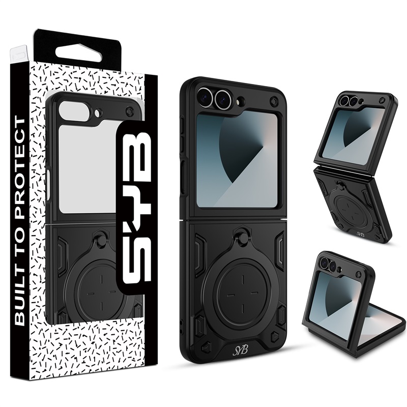 Picture of SYB Anti-Drop Hybrid Protector Case (with Ring Stand) for Samsung Galaxy Z Flip6 - Black / Black