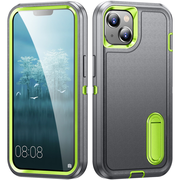 Picture of Dreamify USA Dynamic Pro+ Case w/ Kickstand for iPhone 14 Plus (6.7) - Grey/Lime Green