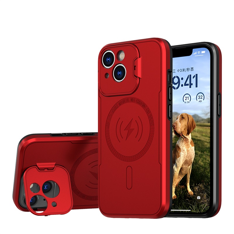 Picture of FOR IPHONE 15 PLUS (6.7") / IPHONE 14 PLUS (6.7") BOLT MAGSAFE COLLECTION THICK PROTECTIVE CASE WITH FULL CAMERA PROTECTION AND STAND - RED