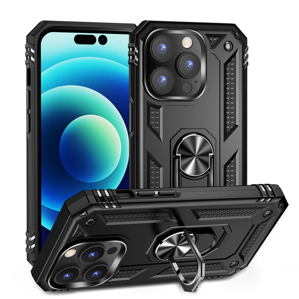 Picture of Dreamify USA Rubberized Case w/ Ring Stand for iPhone 15 Pro (6.1) - Black