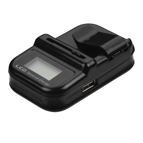 Picture of MyBat LCD Universal Battery Charger with USB Port - Black